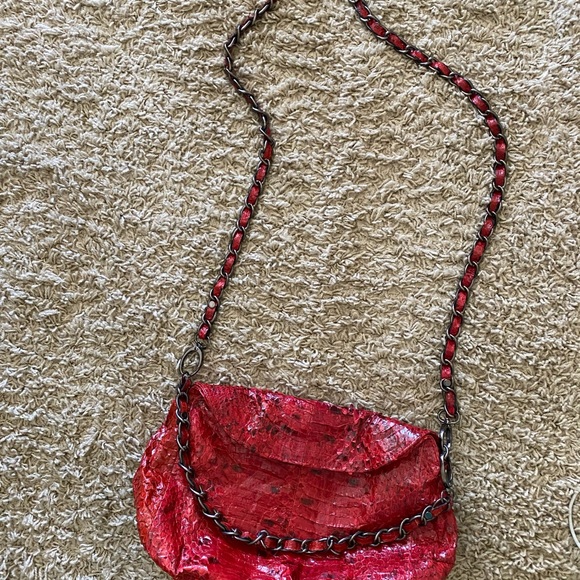 Genuine python 3 way bag clutch shoulder and crossbody. - Picture 3 of 4